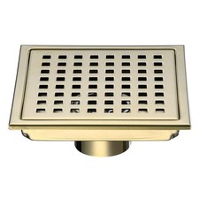 Brushed Gold Shower Drain Square 6 Inch Shower Floor Drain with Grid Grate  ...