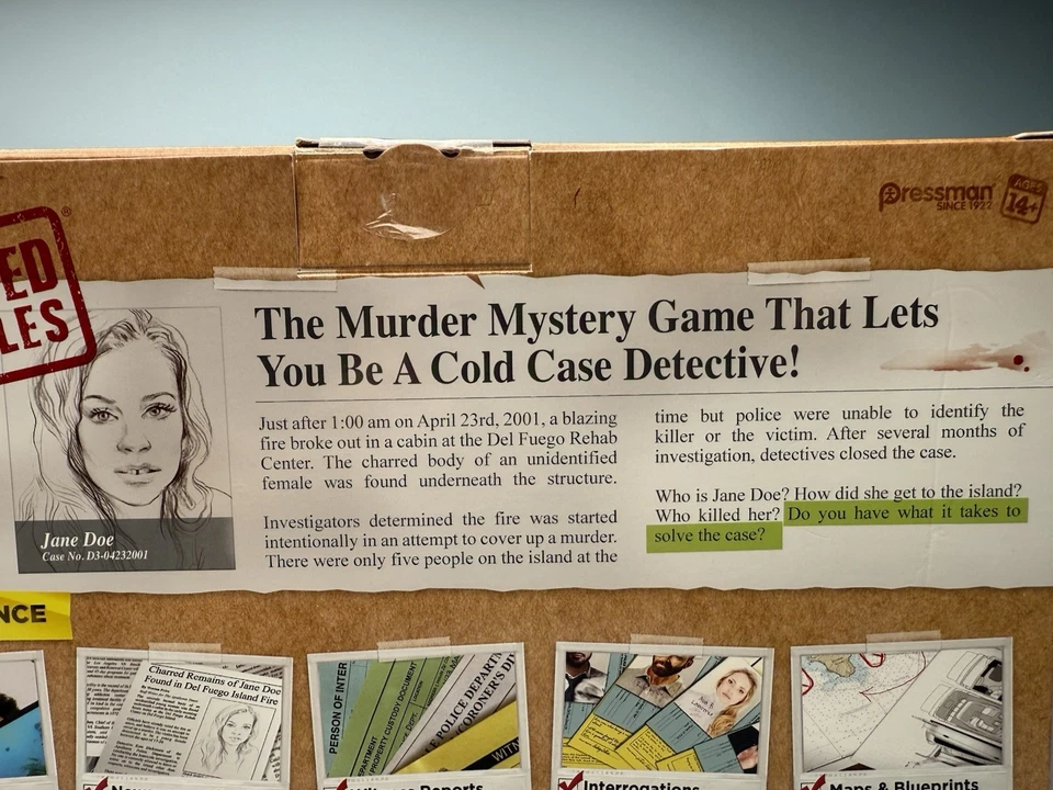 Unsolved Case Files Jane Doe Del Fuego Island Fire 2023 Murder Mystery Game New - Image 4 of 4