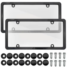 2 for Car-Truck Clear License Plate Tag Frame Covers Bubble Shields Protector
