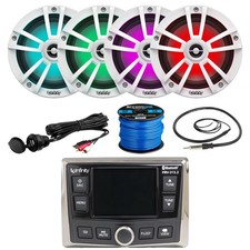 Infinity PRV-315.2 Marine Radio, 4x 6.5" 225W LED White Speakers  Accessories