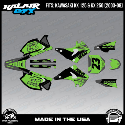 Graphics Kit for Kawasaki KX125 KX250 (2003-2008) KX 125 KX 250 Evader-Grn Shift