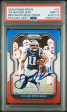 Julian Edelman 2020 Panini Prizm Red White Blue Card #22 PSA 9 Auto 10 155453732