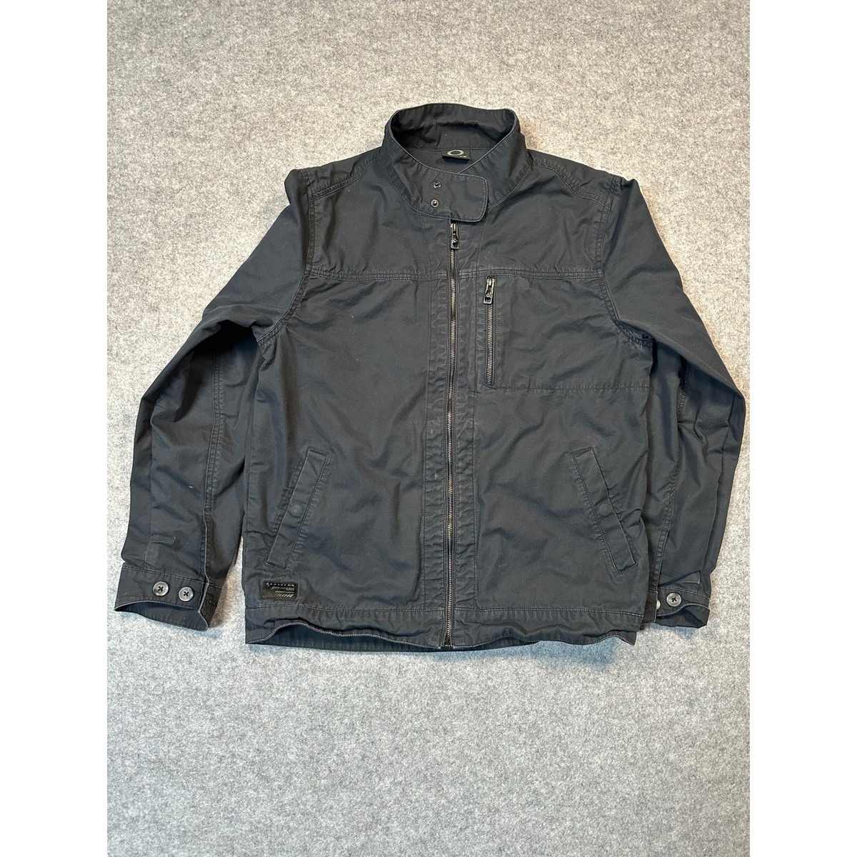 Oakley ブラック　ジップアップジャケット Oakley Mens Black Full Zip Field Jacket Stand Collar Multi-Pocket