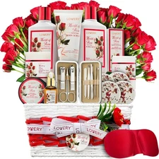 Spa Gifts for Women, Bath and Body Gift Set, Red Rose Basket, 35 Piece... 