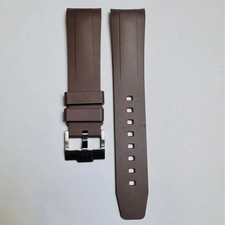 20mm BROWN Vulcanized Curved rubber Strap 41mm TUDOR Pelagos Watch Band