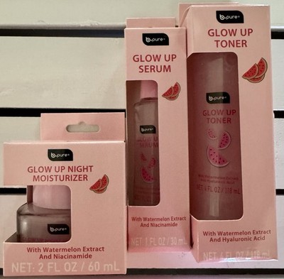 NEW lot/3 b-pure GLOW UP WATERMELON EXTRACT Serum, Toner, & Night Moisturizer
