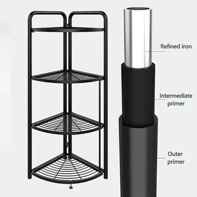 Faltbares Eckregal aus schwarzem Metall - bodenstehendes Stauraum