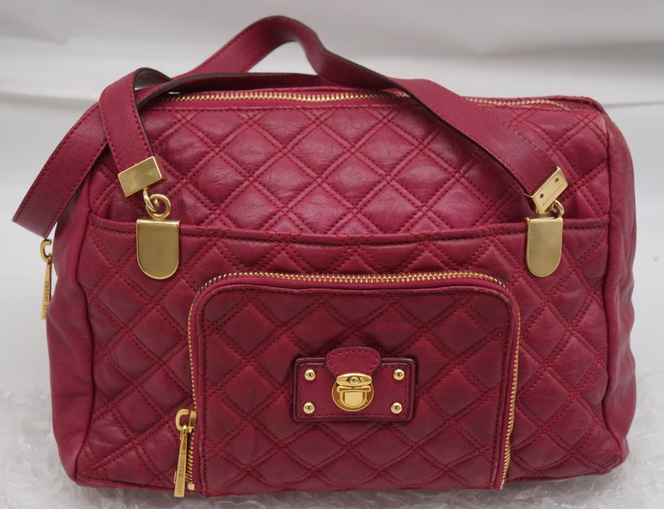 AUTÉNTICO BOLSO DE MANO MARC JACOBS ACOLCHADO SPRING STREET CUERO ROJO VENTA AL POR MENOR $1275 Foto 4 de 4
