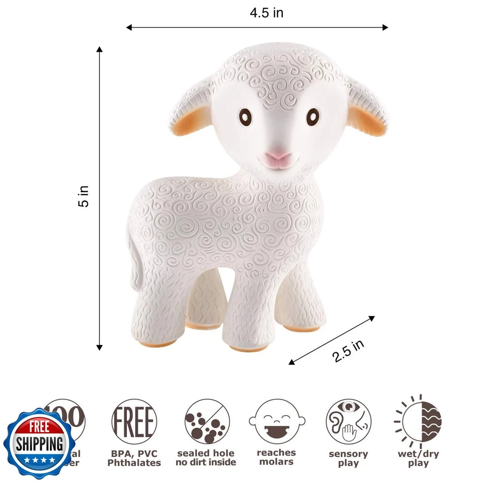 Juguete para dentición de goma natural pura CaaOcho - Mordedor Mia The Lamb para bebé Foto 3 de 4