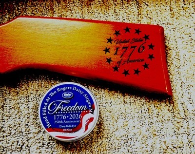 Red Ryder BB Gun Special. 1776-13 Star Engraved Stock W/250YR. Freedom Ammo Tin.