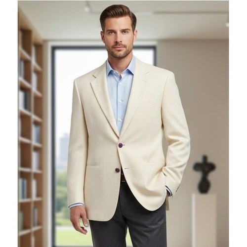 Hunt Club Tweed Blazer Jacket Men's 18T Tailored Beige Wool Sport Business Work