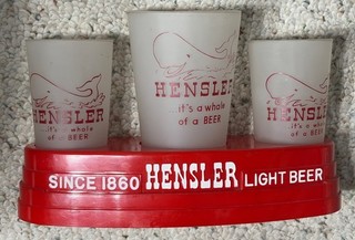 Hensler Beer Foam Scraper Holder Back Bar Beer Sign Triple Whale New Jersey