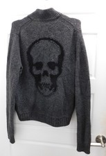 Zadig & Voltaire Jordan Merino Wool Skull Full Zip Sweater Gray sz L Zadig & Voltaire Jordan Merino Wool Skull Full Zip Sweater Gray sz L - Image 1
