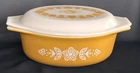 Vintage Pyrex 043 Butterfly Gold Oval  1.5 QT Casserole Glass Dish Matching Lid