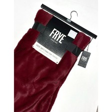 FRYE Faux Fur Throw Blanket 50 x 70" Dark Red Cranberry NWT Sofa Bedding