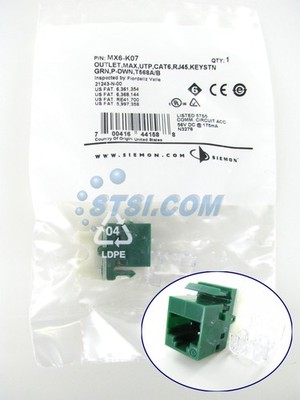 Siemon MX6-K07 Cat6 RJ45 Keystone Modular Jack, Green ~STSI