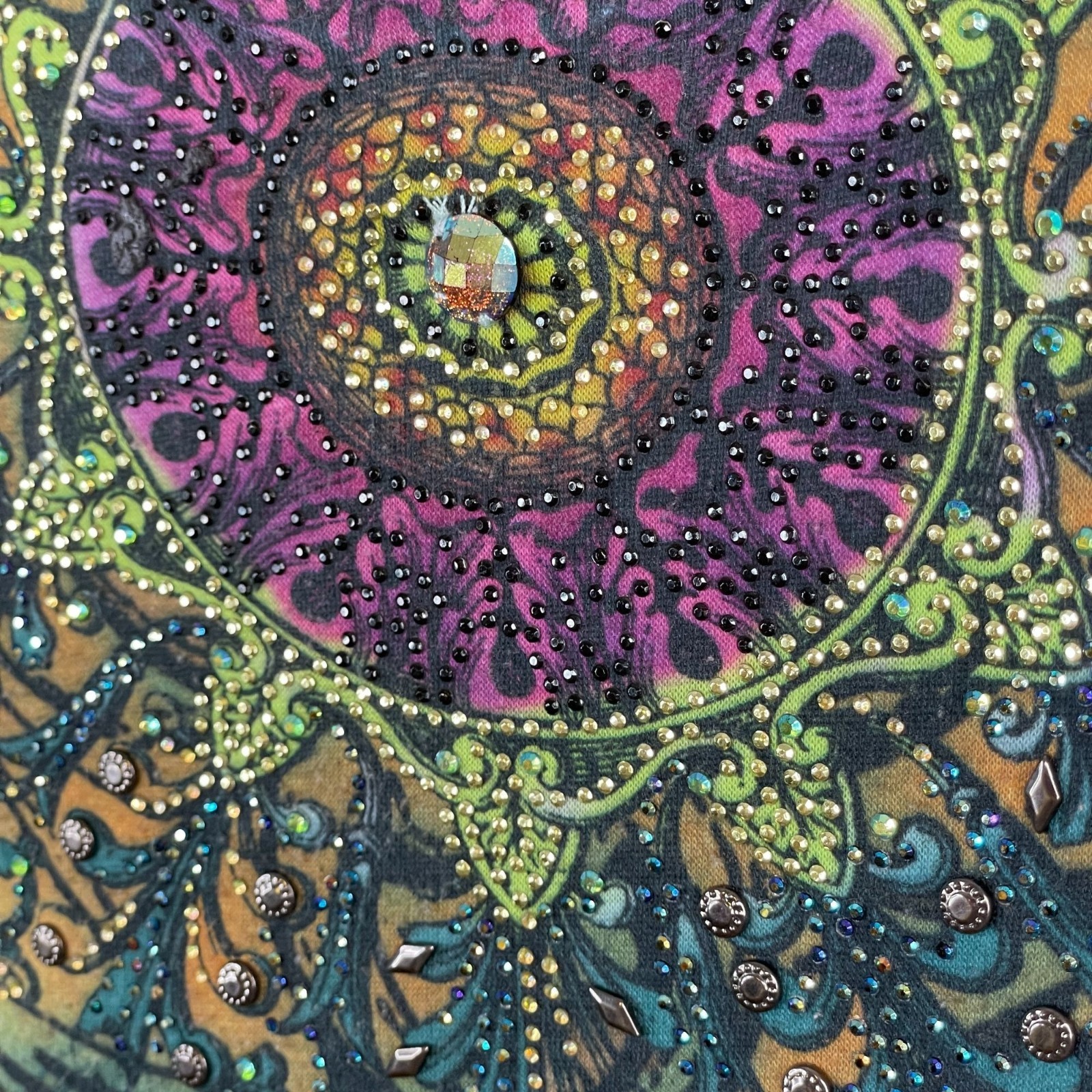 Vintage Boho Festival Tank Top XLarge Petite Studded Sparkle Southwest Cowgirl