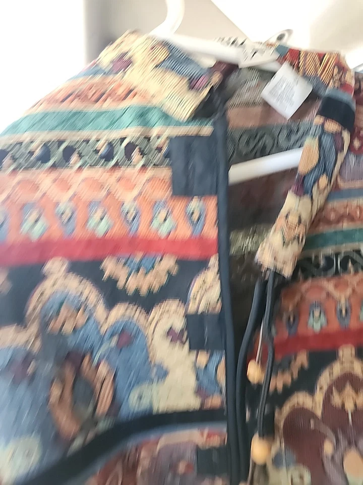 Chaqueta bohemia multicolor Flashback para mujer talla 2x. Tapiz Foto 2 de 4