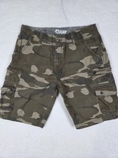 Y2K Mens Plugg Camo Cargo Shorts 36x10 Green Utility 100 Cotton Army Hiking