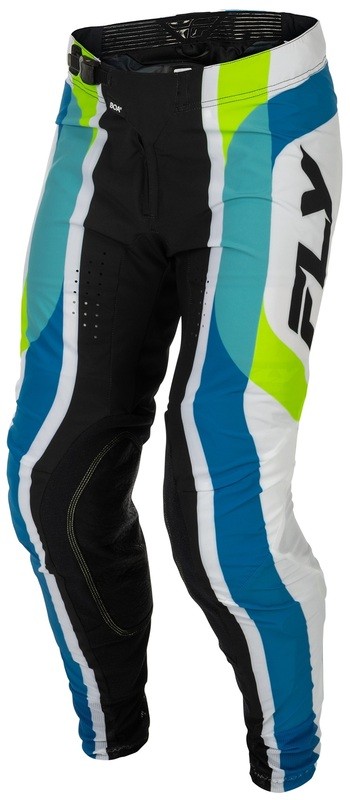 Pantalon FLY RACING Lite Current blanc Lime bleu avec genoux préformés
