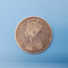 Queen Victoria 1st Portrait 1880 Gothic Type Milled Silver Florin