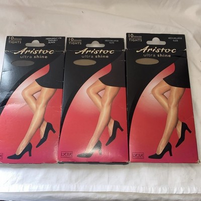 Vintage New Aristoc Tights Medium 10 Denier 2x Vaguely Black 1x Nude With Lycra