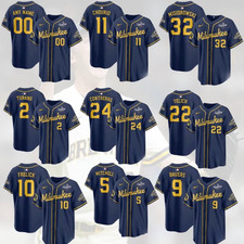 CUSTOM Player Brewers 2026 World Series NLeague Champions Printed Jersey-Navy