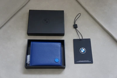 NIB Genuine BMW Studio Navy Premium Leather ID Credit Card Holder Case Wallet - Photo 1/4