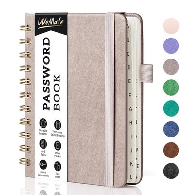 WEMATE Spiral Password Book with Alphabetical Tabs Small Password Keeper Book...