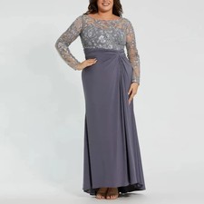Plus Size Mermaid Mother of the Bride Dresses Lace Top Long Evening Gown Sequin