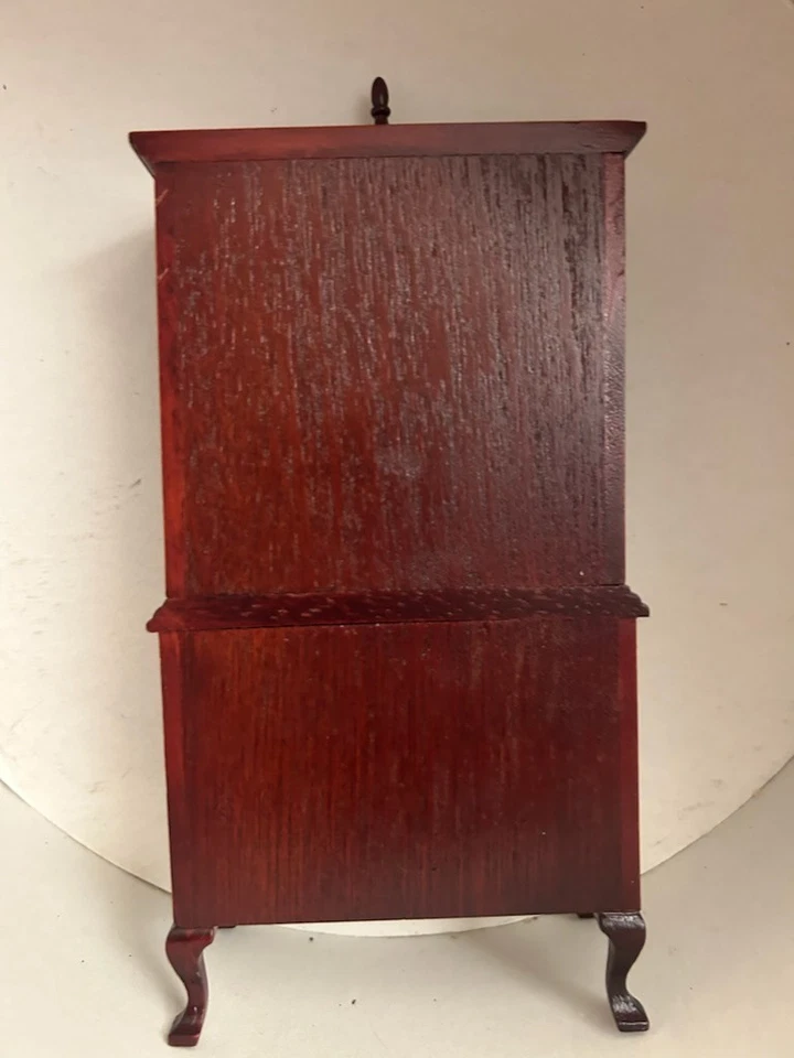 Fab 批量:3 复古桃花心木 Minature 梳妆台,Bespaq 镜子,镀金 miror,1:12 比例 — 第 3/4 张图片