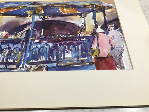 Hazel Lale Sheffield Artist Watercolour The Bandstand Signed, Mounted No Glaze - Picture 3 of 11