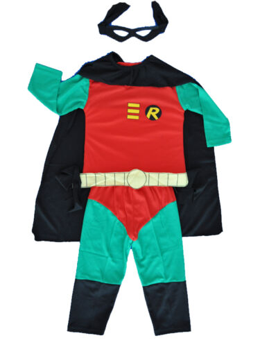 NEW SZ 2-10 KIDS COSTUME ROBIN BOYS DRESS UP PARTY CHILDREN SUPERHEROES - Picture 1 of 2