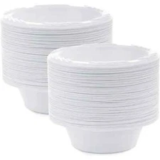 White Plastic Bowls Microwaveable bowl Disposable 5 Oz Lightweight Dessert Bowls
