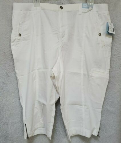 Liz & Me Womens Capri Pants Size 2X 22W/24W White NEW