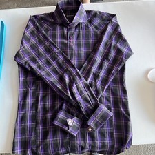 NWOT BOGOSSE Long Sleeve Purple /Black 3-Button Shirt 4