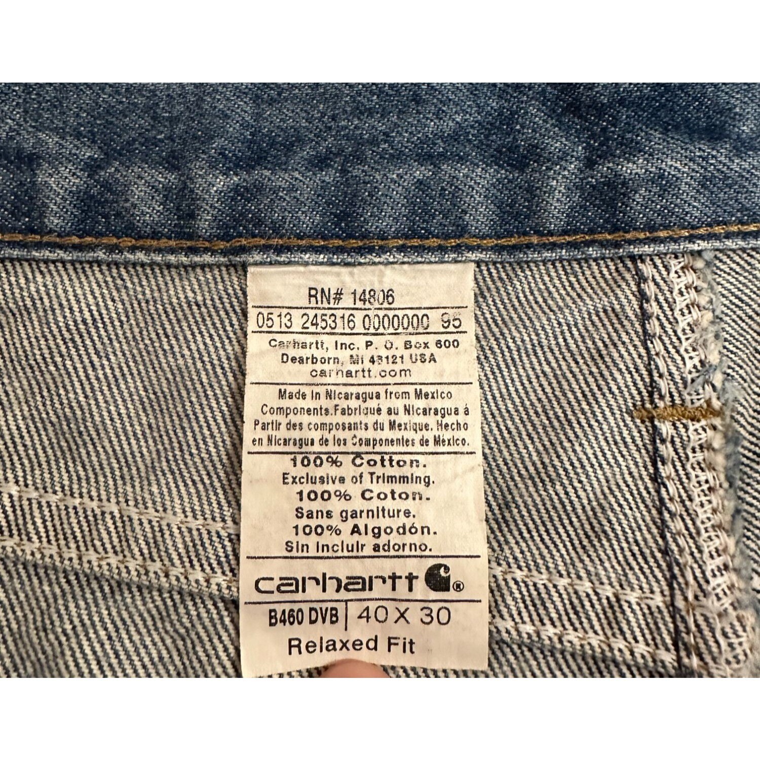 Carhartt B460 DVB Relaxed Fit Denim Blue Jeans Mens 4… Gem