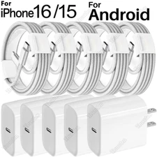 USB Type-C Fast Charger Cable 20W Power Adapter Lot For iPhone 15 16 Pro Samsung