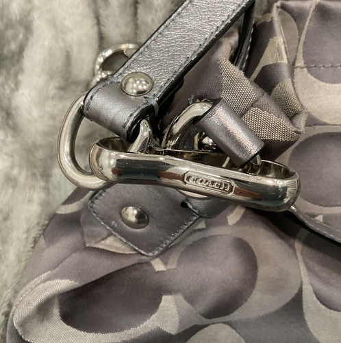 COACH BROOKE Taupe,Gray,Signature Sateen Leather Large Hobo Shoulder Bag Purse. - Picture 9 of 11