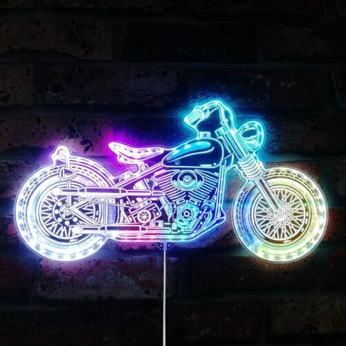 ADVPRO Motorcycle Garage Man Cave RGB Dynamic Glam LED Sign - Picture 1 of 19