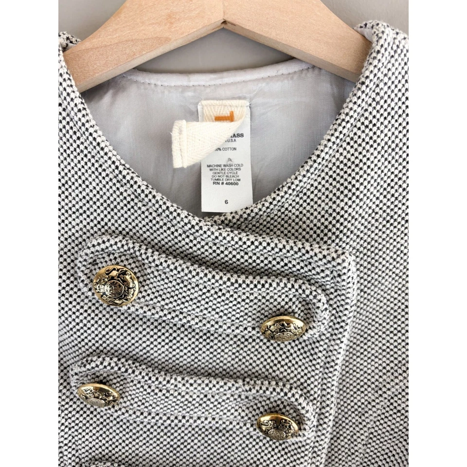 Little Mass Herringbone Military Style Gold Button Dress Coat Girl's 6 - Image 2 of 3