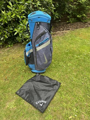 SCHÖNE NIKE GOLF 14-WEGE-CARTTASCHE MIT CALLAWAY FROTTEE-REGENHAUBE/GOLFTUCH.