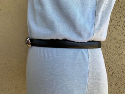$395 Cesare Paciotti Skinny Belt Snake Leather w/Dagger Logo  display picture 1