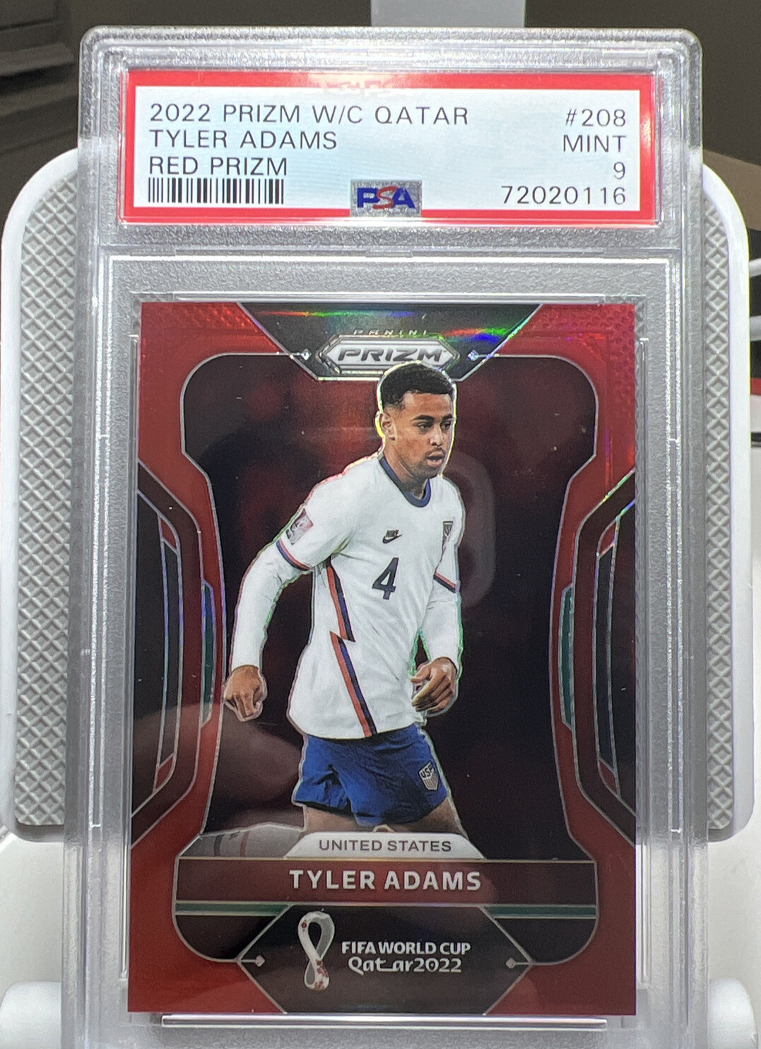 2022 Prizm FIFA World Cup Qatar TYLER ADAMS red prizm /399 PSA 9