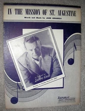 1953 IN THE MISSION OF ST. AUGUSTINE Vintage Sheet Music SAMMY KAYE by Chiarelli
