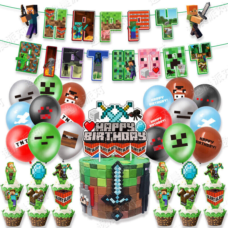 FREE Minecraft Banner & Toppers - Baby Shower Ideas - Themes  Minecraft  banners, Minecraft birthday party, Minecraft birthday