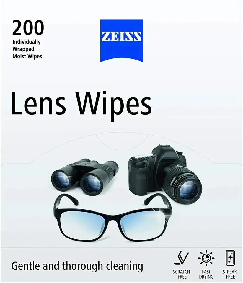 ZEISS Optical Lens Cleaning Wipes for Glasses Camera Screens Laptop Pack of 200
