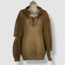 Maison Margiela Women's Beige Sheer Translucent Quarter-Zip Sweater Size L