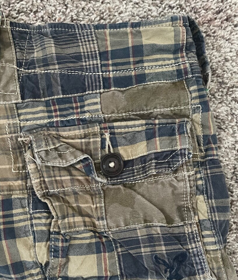 American Eagle Patchwork Cargo Shorts Men's 26 Br… - image 3
