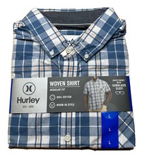 Hurley Men's 100 Cotton Worn-In Style Regular Fit Woven Button Down Shirt Large